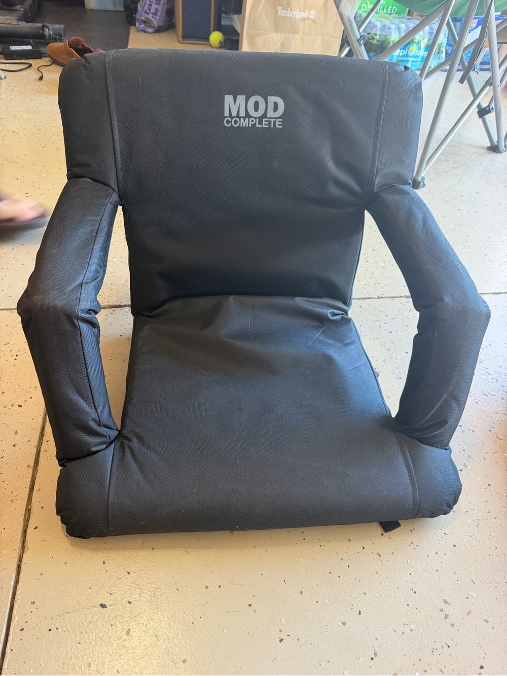 MOD Portable Black Stadium Seat with Armrests